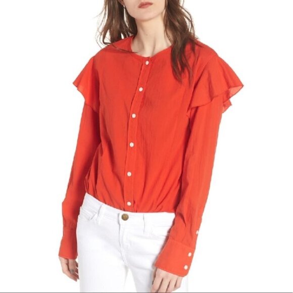 Current/Elliott The Asley Button Shirt Poinciana - Picture 3 of 7